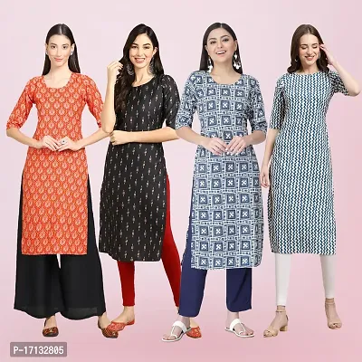 Women Stylish Crepe Printed Straight Kurta