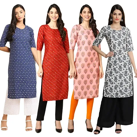 Stylish Crepe Stitched Kurta For Women Pack of 4