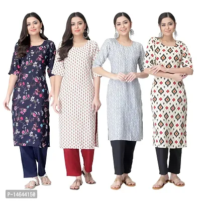 New Crepe Combo Printed Kurtis For Women Pack Of 4