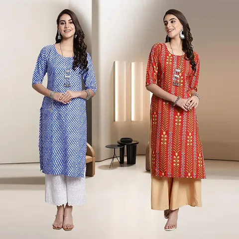 Fancy Straight Crepe Kurti - Pack Of 2