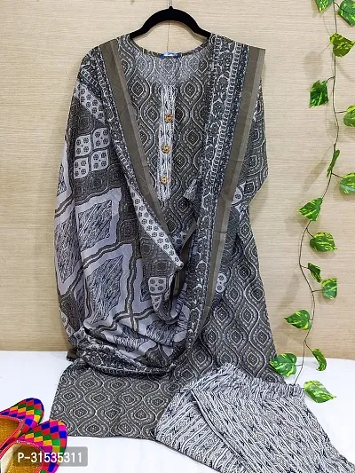 Fancy Cotton Blend Kurta Bottom And Dupatta Set For Women