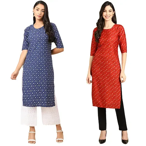 Stylish Crepe Printed Kurti - Pack of 2