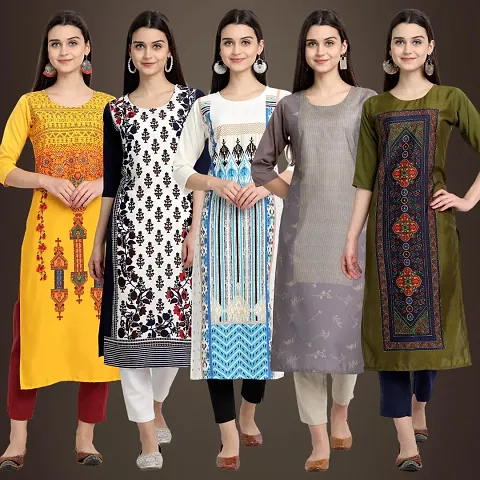 Fancy Crepe Kurtis For Women Pack Of 5