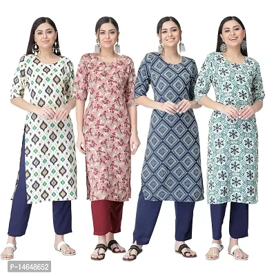 New Crepe Combo Printed Kurtis For Women Pack Of 4