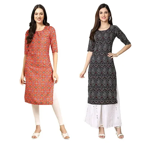 Trendy Crepe Printed Kurti - Pack of 2