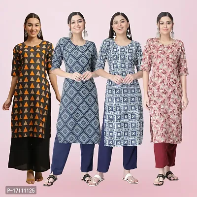 Women Stylish Crepe Printed Straight Kurta