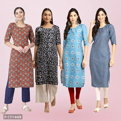 Women Stylish Crepe Printed Straight Kurta