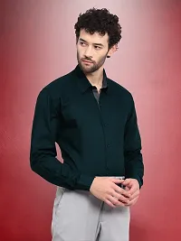 Reliable Olive Cotton Solid Long Sleeve Casual Shirts For Men-thumb2