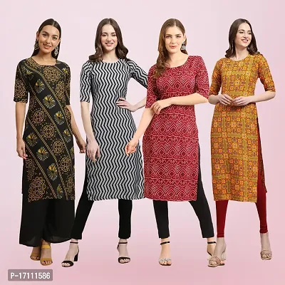 Women Stylish Crepe Printed Straight Kurta