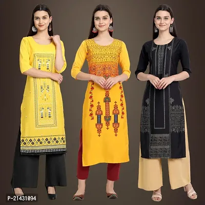 Fancy Crepe Kurtis for Women Pack Of 3-thumb0