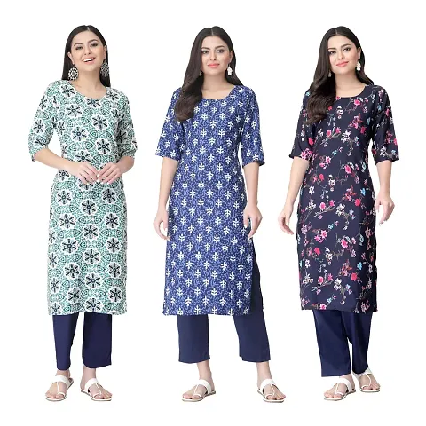 Best Selling Combo Of 3 Crepe Printed Kurtis