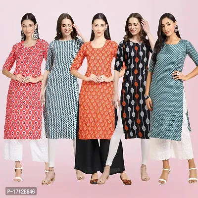 Women Stylish Crepe Printed Straight Kurta