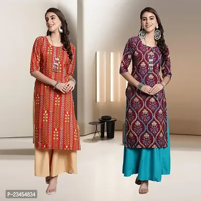 Fancy Rayon Kurtis For Women Pack Of 2-thumb0