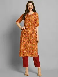 Stylish Multicoloured Crepe Printed Straight kurta With Pant Set For Women-thumb1