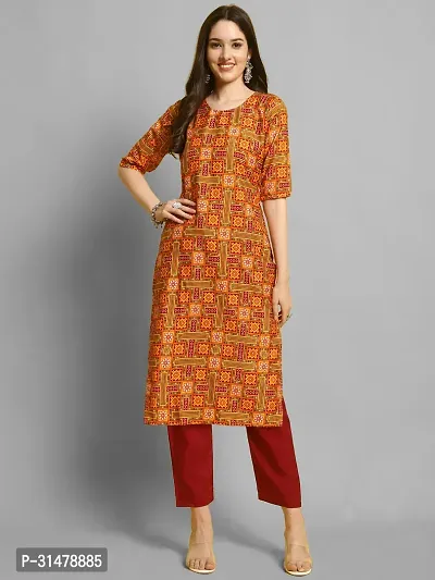 Stylish Multicoloured Crepe Printed Straight kurta With Pant Set For Women-thumb2