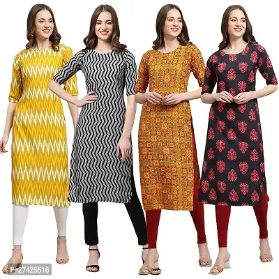 Stylish Multicoloured Crepe Stitched Kurta For Women Pack of 4