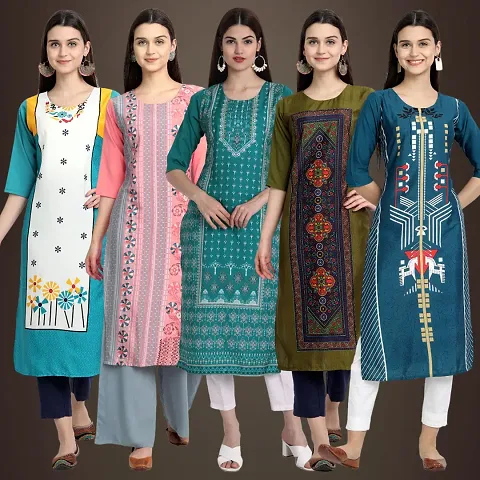 Stylish Fancy Crepe Kurtis - Pack Of 5