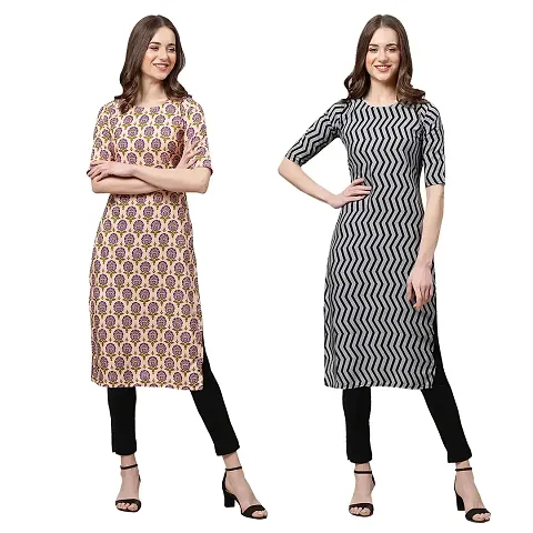 Straight Crepe Kurta Pack Of 2