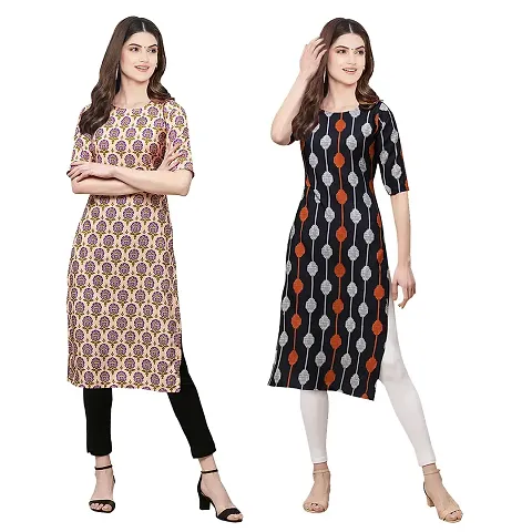 Stylish Crepe Digital Kurta For Women- Pack Of 2