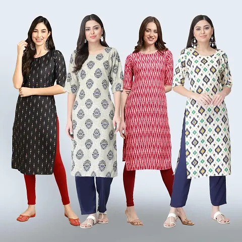 Trendy Crepe Kurta For Women- Combo Of 4