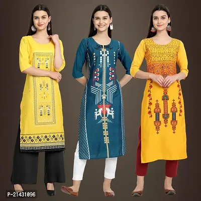 Fancy Crepe Kurtis for Women Pack Of 3-thumb0