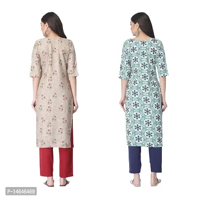 Attarctive Crepe Printed Straight Kurti Combo For Women Pack Of 2-thumb2