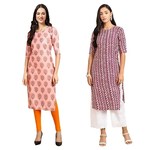 Straight Crepe Kurta Pack Of 2