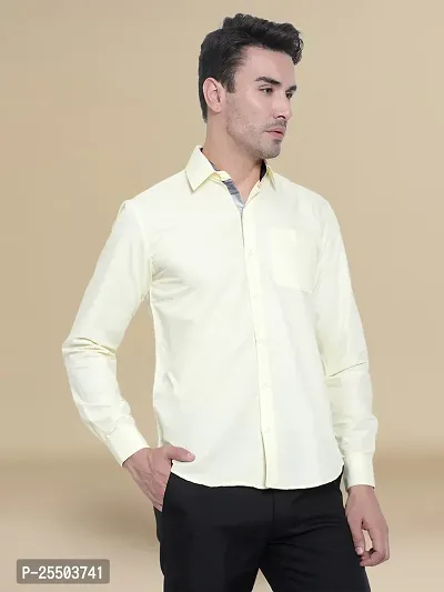 Reliable Yellow Cotton Solid Long Sleeves Formal Shirt For Men-thumb3