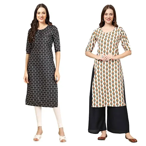 Straight Crepe Kurta Pack Of 2