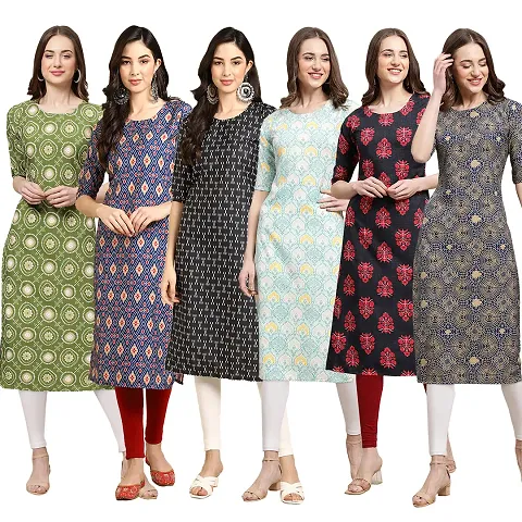 Stylish Crepe Printed Kurti - Pack of 6