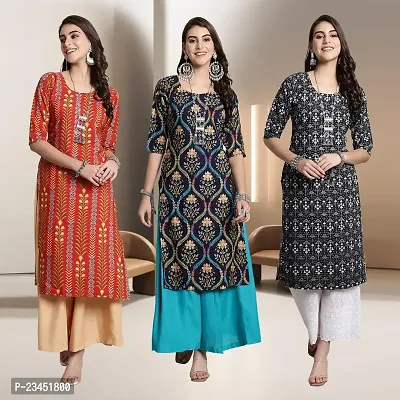 Fancy Rayon Kurtis For Women Pack Of 3-thumb0