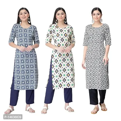 New Crepe Combo Printed Kurtis For Women Pack Of 3-thumb0