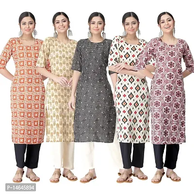 New Crepe Printed Kurtis Combo For Women Pack Of 5