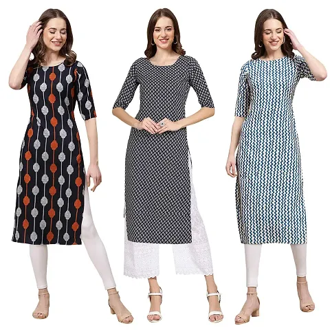 Stylish Crepe Stitched Kurta For Women Pack of 3