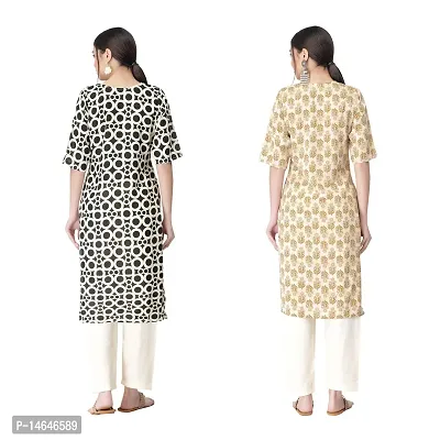 Attarctive Crepe Printed Straight Kurti Combo For Women Pack Of 2-thumb2