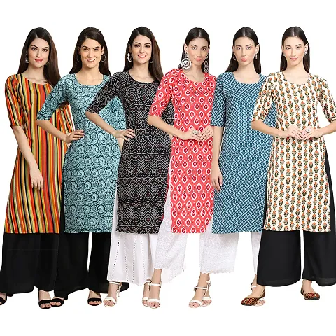 Fancy Combo of 6 Crepe Kurti