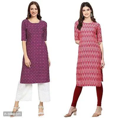 Stylish Digital Printed Women Crepe Kurta- Pack of 2