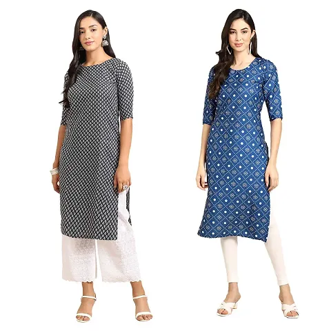 Stylish Straight Crepe Kurta For Women Combo Pack Of 2