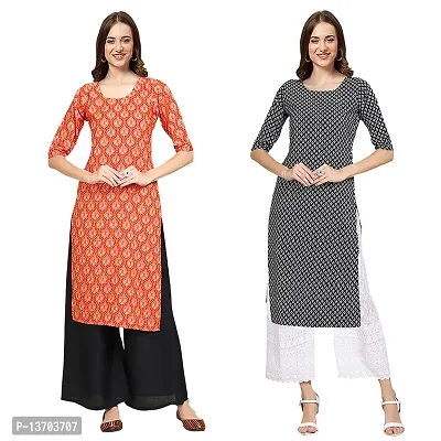 Stylish Crepe Digital Printed Kurta For Women- Pack Of 2