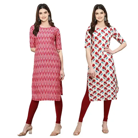 Stylish Crepe Straight Kurta For Women- Pack Of 2