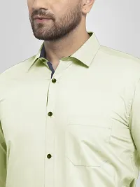 Men Stylish Yellow Cotton Solid Long Sleeve Semi Formal Shirt-thumb3
