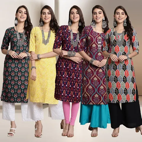 Fancy Crepe Kurtis For Women Pack Of 5