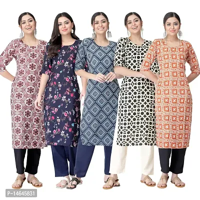 New Crepe Printed Kurtis Combo For Women Pack Of 5