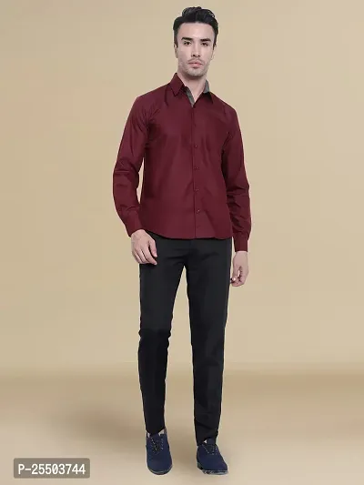 Reliable Maroon Cotton Solid Long Sleeves Formal Shirt For Men