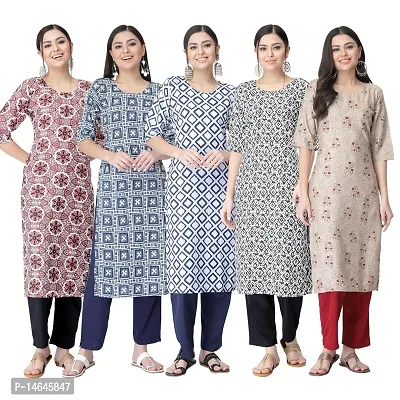 New Crepe Printed Kurtis Combo For Women Pack Of 5