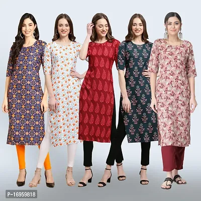 Women Stylish Crepe Printed Staright Kurta