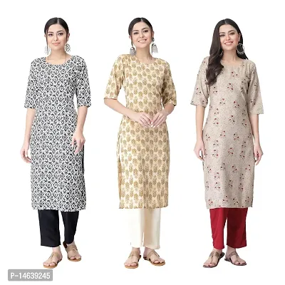 New Crepe Combo Printed Kurtis For Women Pack Of 3