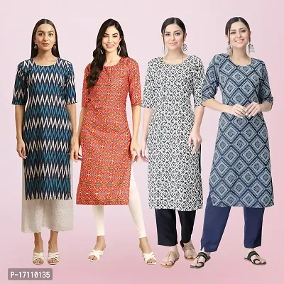 Women Stylish Crepe Printed Straight Kurta