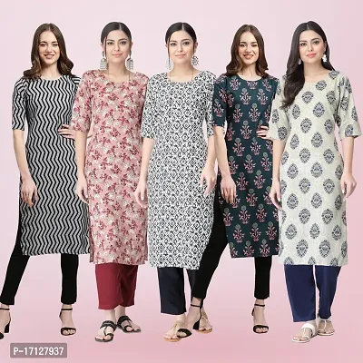 Women Stylish Crepe Printed Straight Kurta