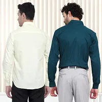 Stylish Cotton Multicoloured Solid Long Sleeves Fornal Shirt For Men Pack Of 2-thumb1